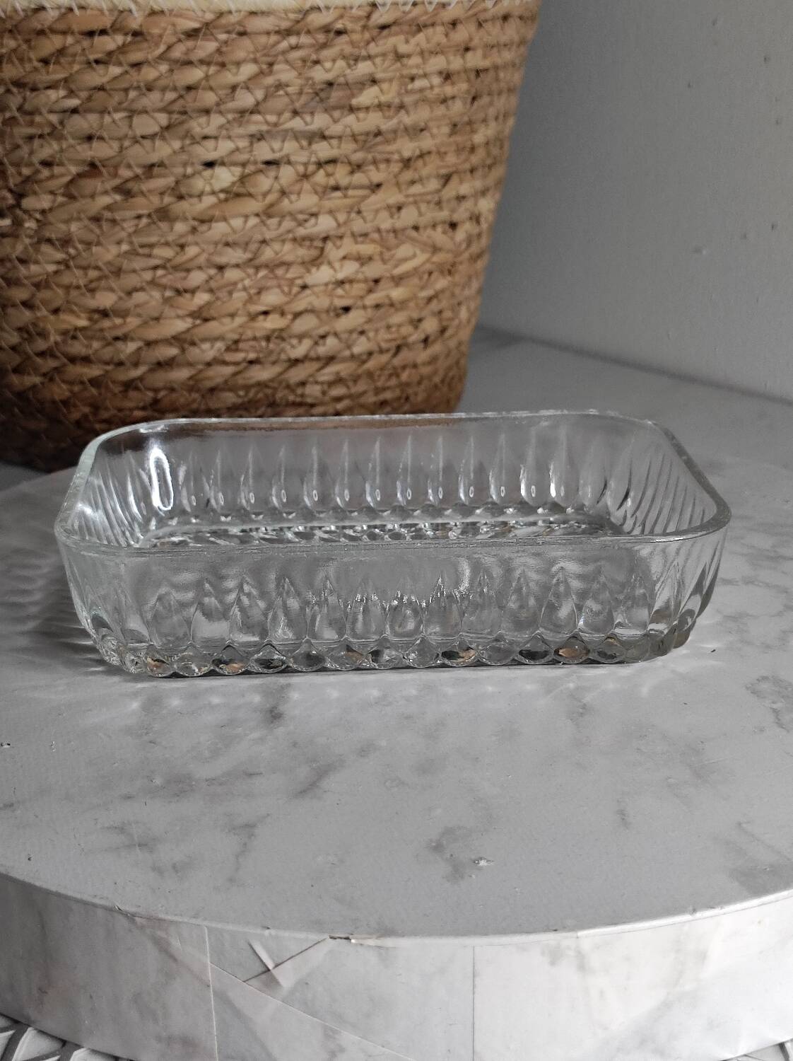 Molded glass ramekin / butter dish