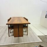 Table et chaises en noyer par Antonio Virgilio pour Bernini Italie années 1970