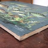 Congolese School Aquatic fauna Oil on canvas signed