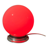 Small opaline globe table lamp with aluminum base