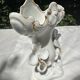 Small White and Gold Porcelain Wedding Vase decorated with Clovers H 16 cm