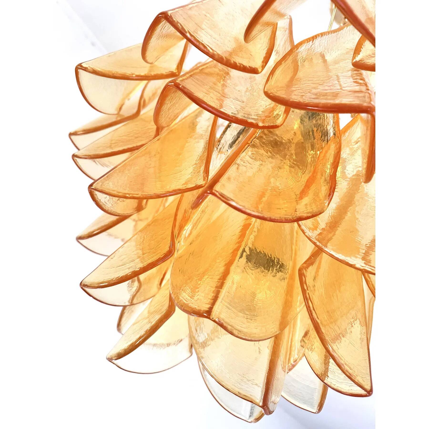Contemporary Modern Amber "Rondini" Murano Glass Chandelier.
