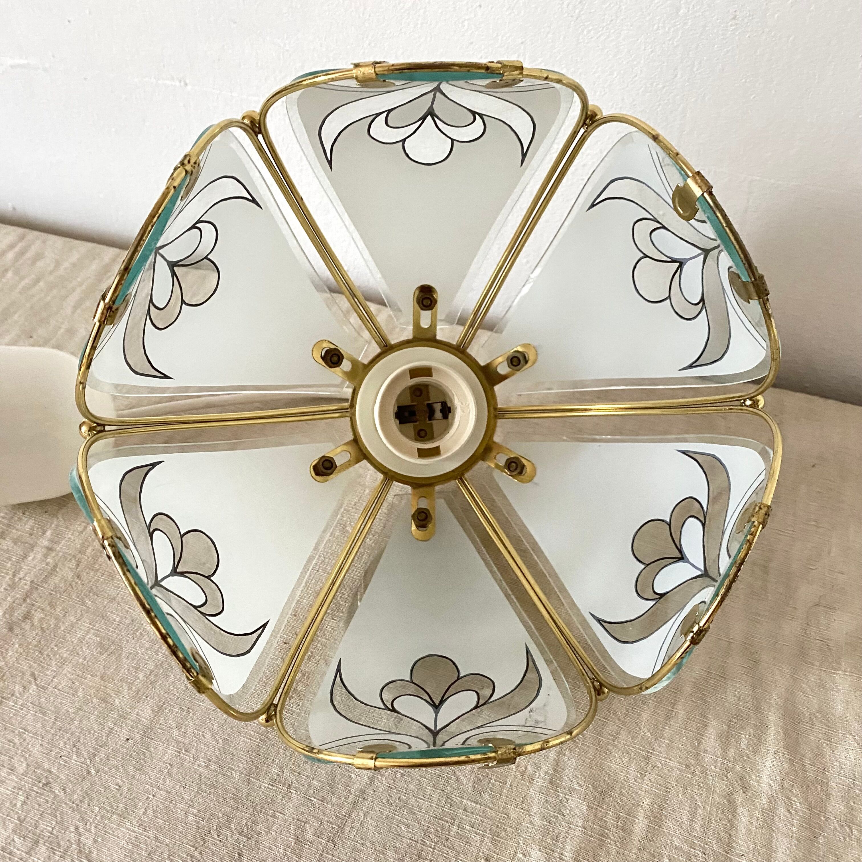 Glass pendant lamp 80s