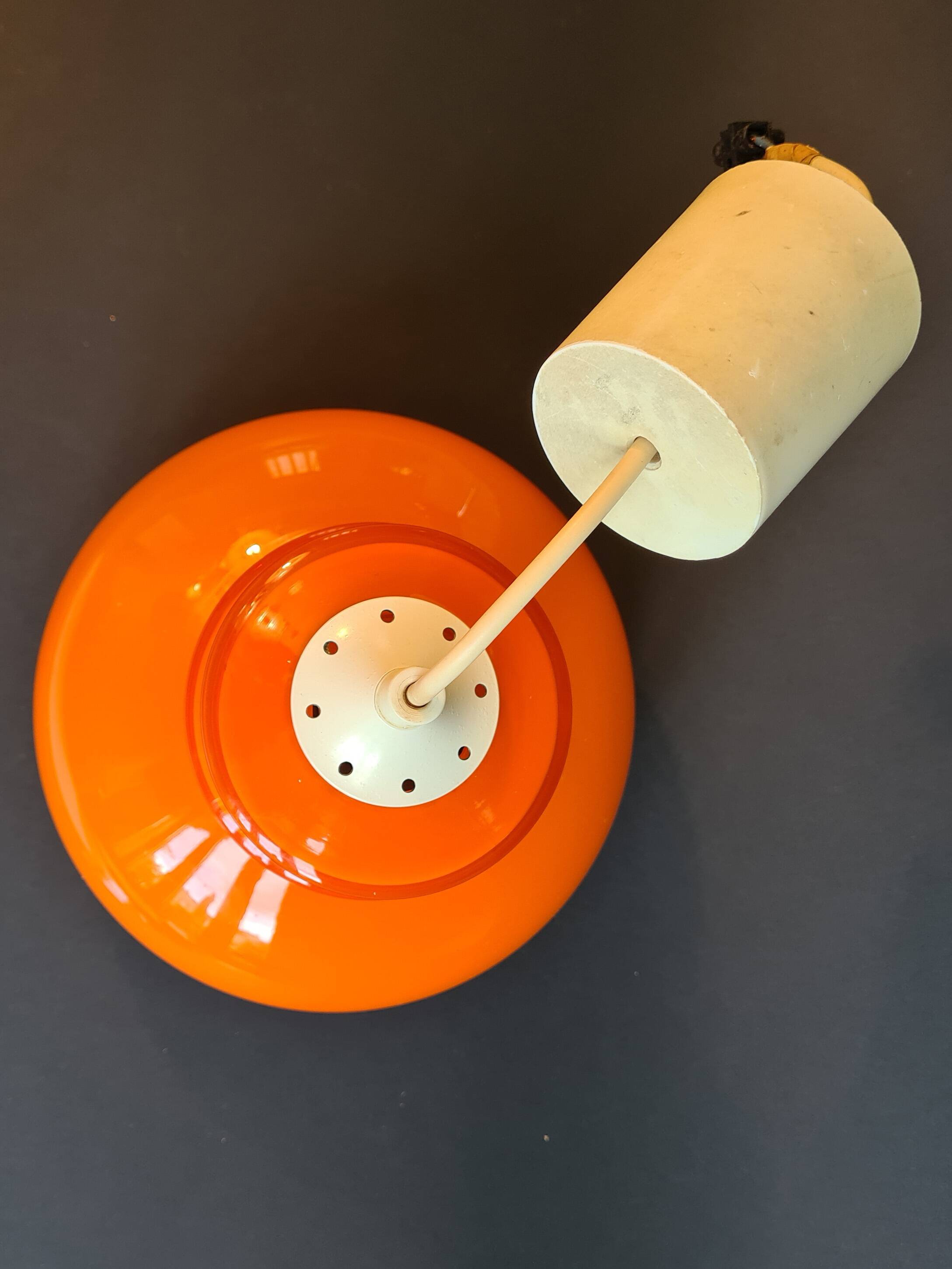 Vintage sixties orange glass pendant light