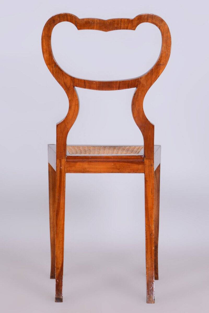 Biedermeier Polish Chair in Walnut Vener & Rattan, Austria, 1830s