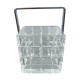 Very graphic ice bucket in cut glass and chrome handle