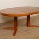 Vintage round dining table | extendable | teak | 120 cm - 220 cm