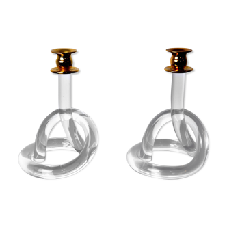 Paire de bougeoirs Dorothy Thorpe lucite 1970