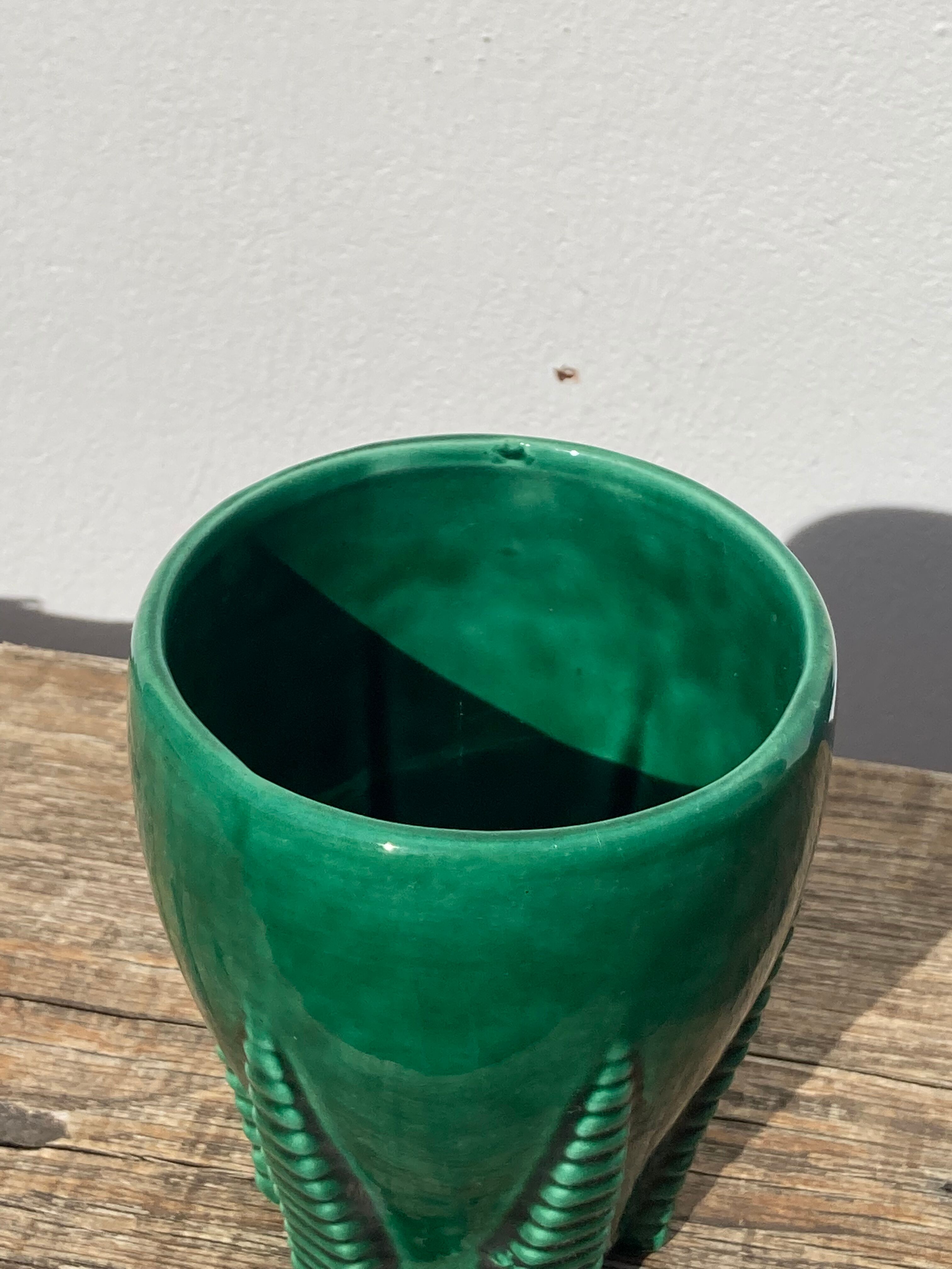 Green art deco ceramic vase