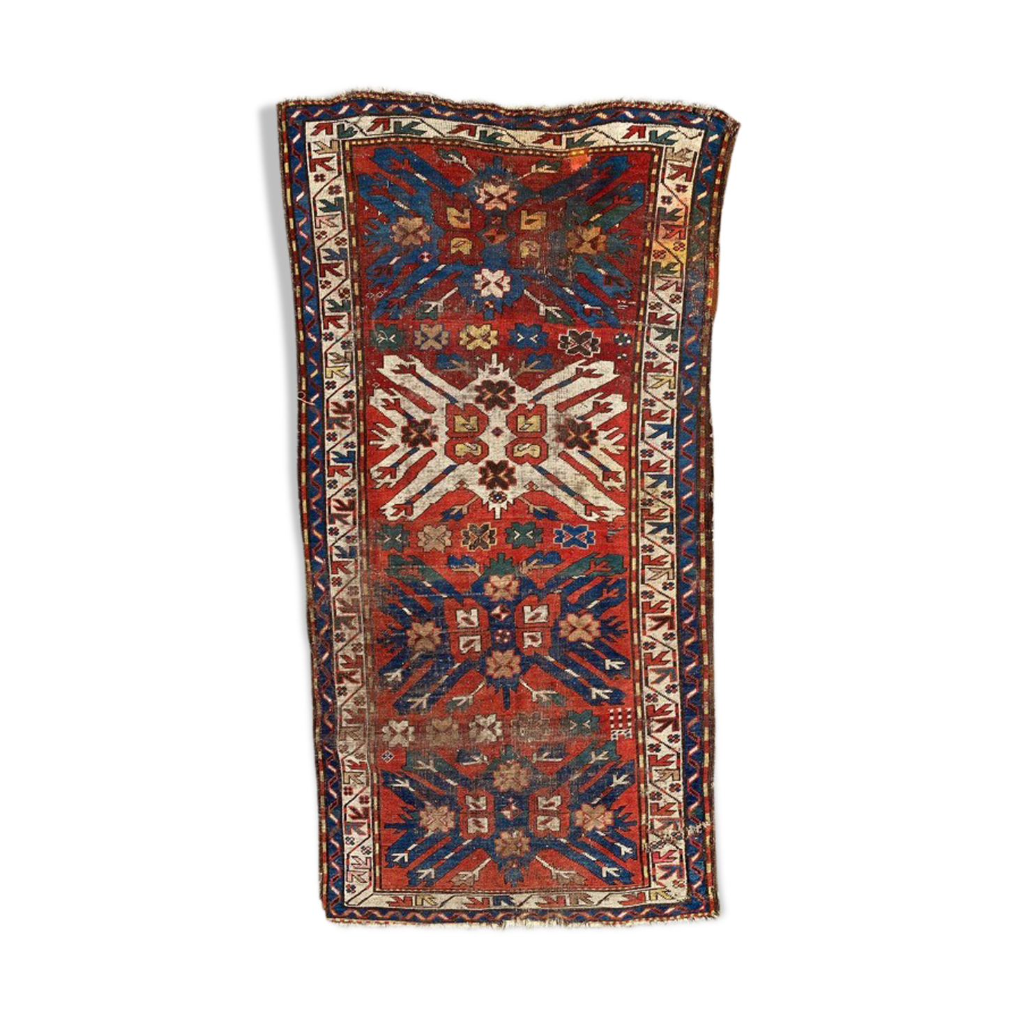 Ancient Caucasian carpet Kazak eagle 143x257 cm