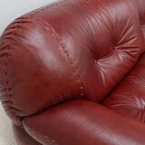 Vintage leather 3 seater sofa Mobil Girgi, 1970s