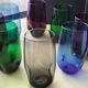 Set of 8 glasses cups high shape blown glass in different colors vintage