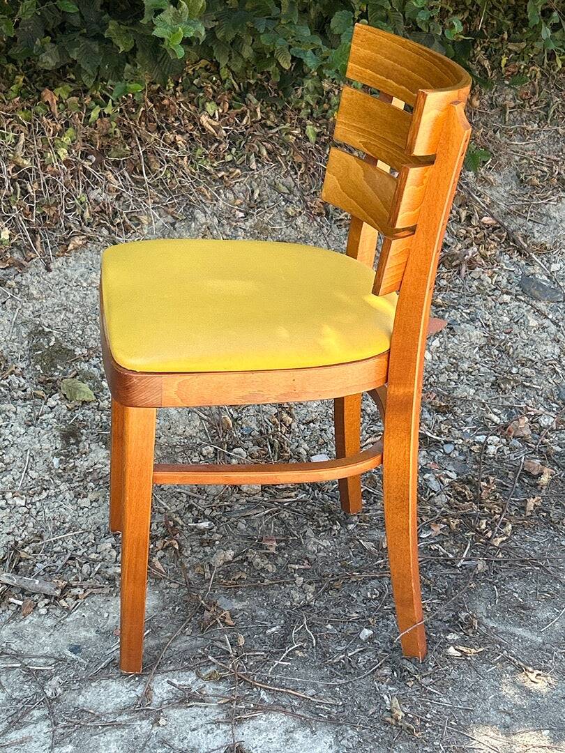 Office chair – Baumann style – Desk – Wood and yellow faux leather