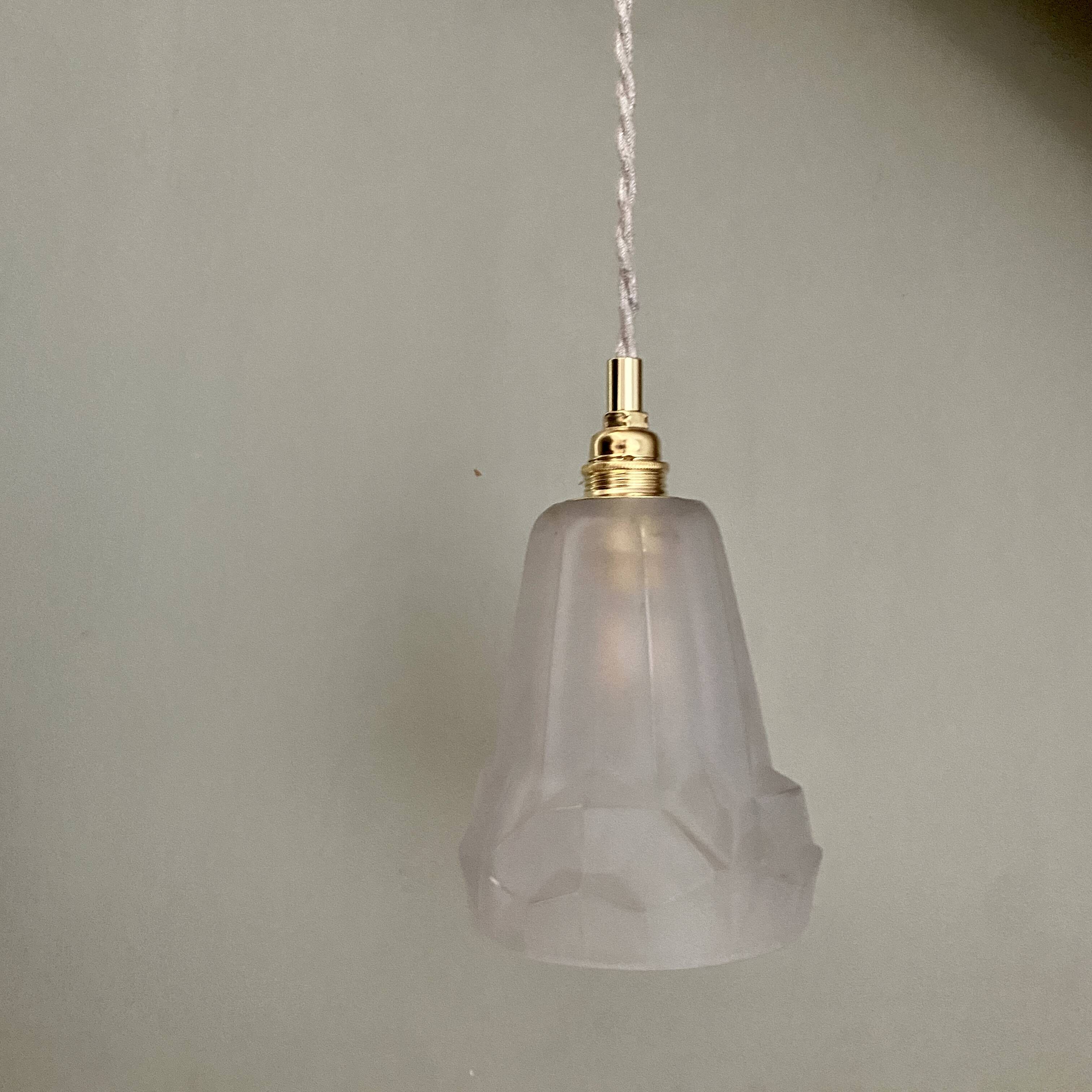 Vintage Art Deco frosted glass tulip pendant light