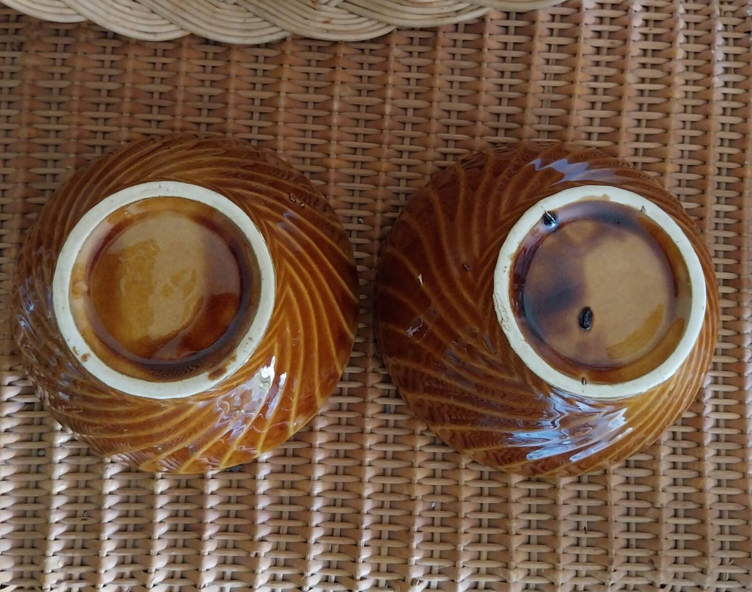 Antique faceted earthenware bowls