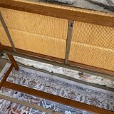 1960 beech and straw bench