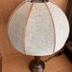 Wooden bedside lamp with a dome wool lampshade Mid Century