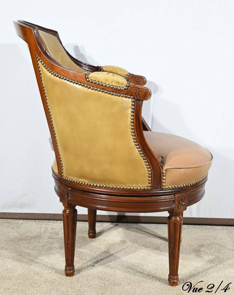 Beech Swivel Office Armchair, Louis XVI style – Late 19th century