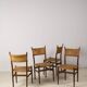Set of 4 Italian teak and rattan dining chairs