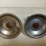 Pair of small silver metal candlesticks