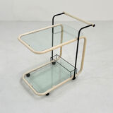 Postmodern beige metal and glass trolley, 1980