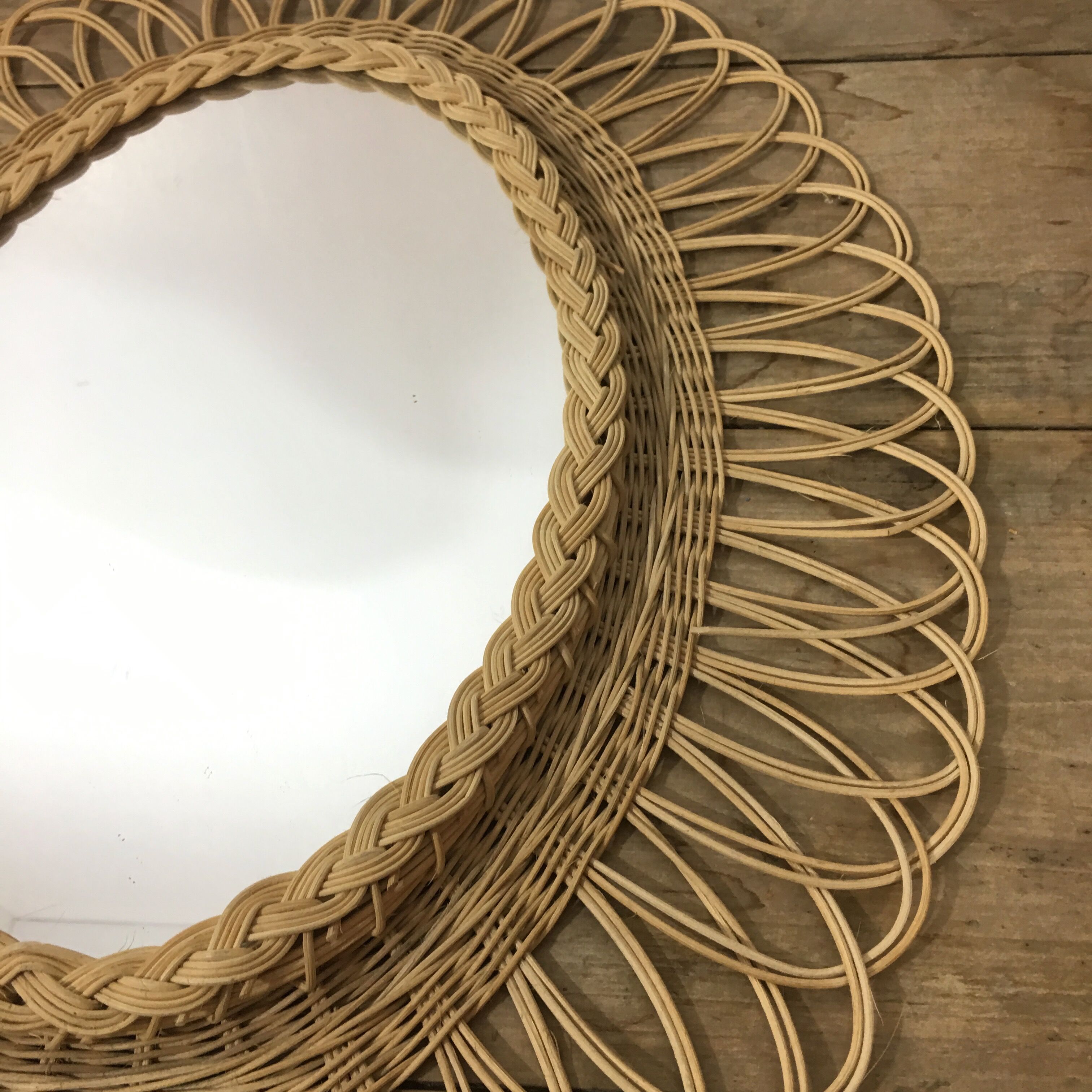 Wicker oval mirror 63x52cm