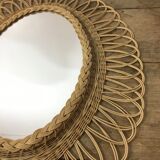 Wicker oval mirror 63x52cm