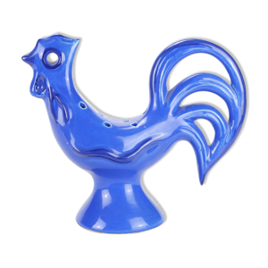 Coq vintage en céramique bleue