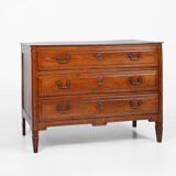 Commode rustique française en chêne massif à 3 tiroirs, vers 1850