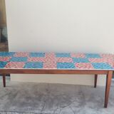 Table de ferme ancienne plateau mosaïque piètements fuselée -2m64