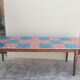 Table de ferme ancienne plateau mosaïque piètements fuselée -2m64