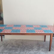 Old farmhouse table with mosaic top and tapered legs - 2m64