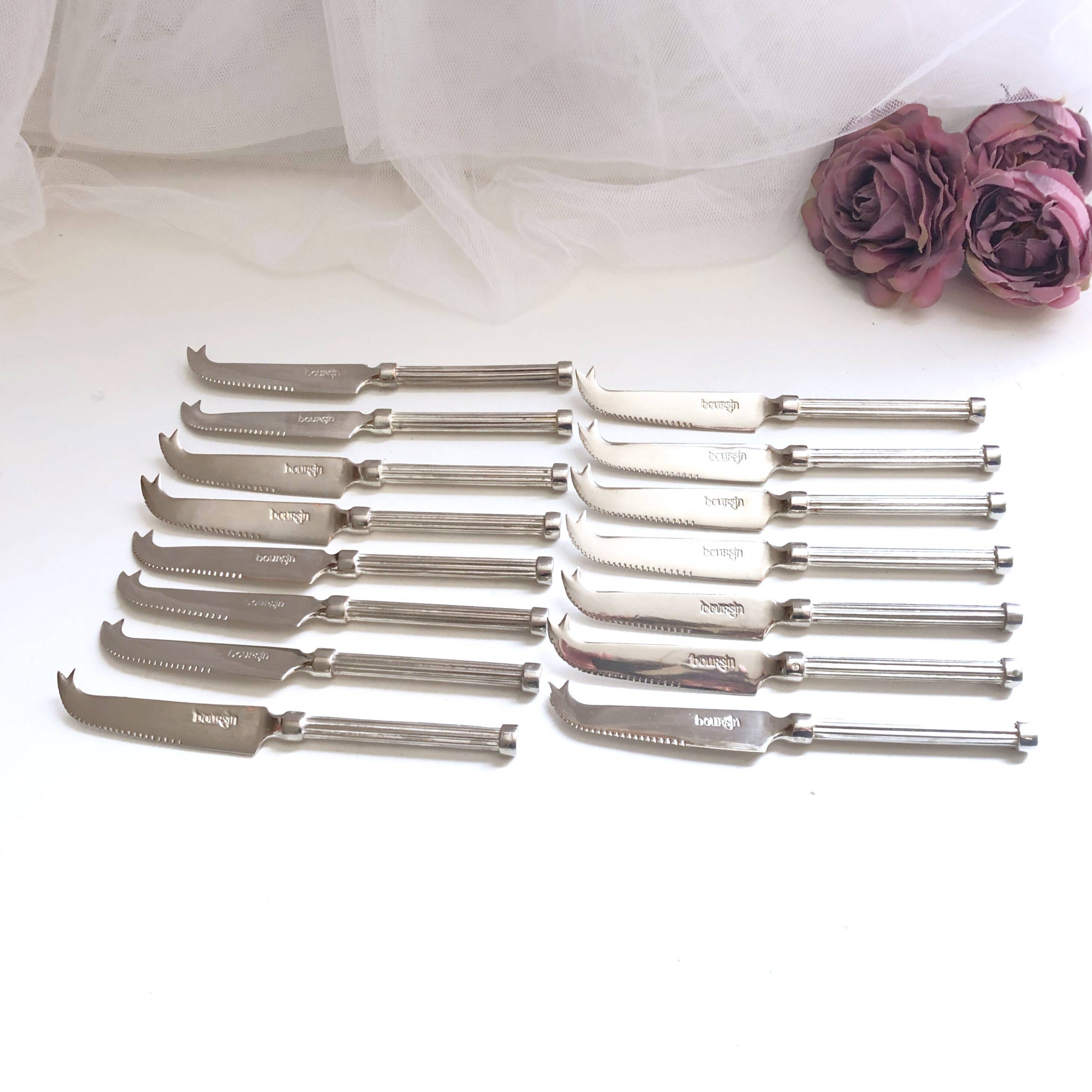 Lot de 3 petits couteaux à fromage métal argenté