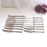 Set of 3 small silver metal cheese knives