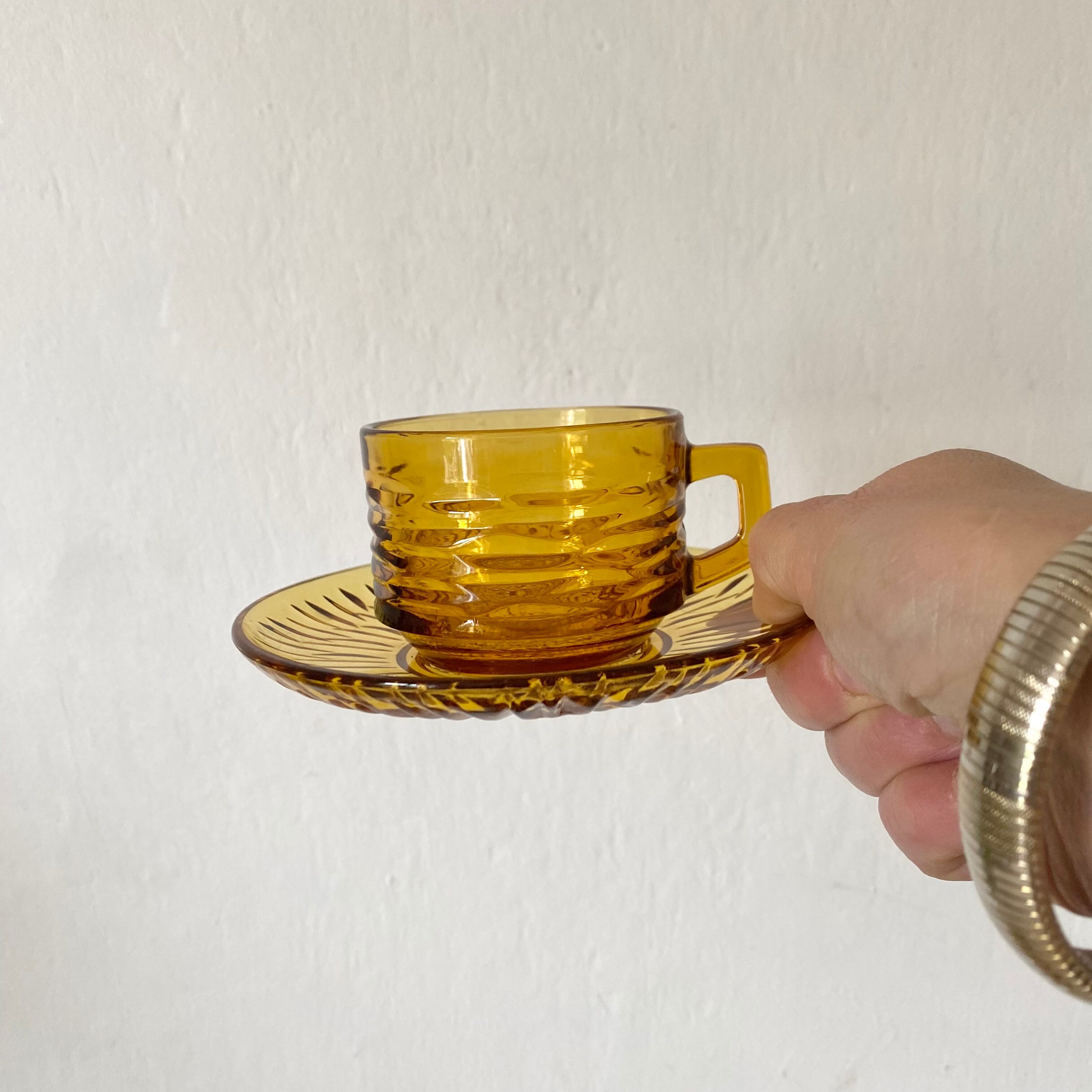 Vereco cups in amber glass