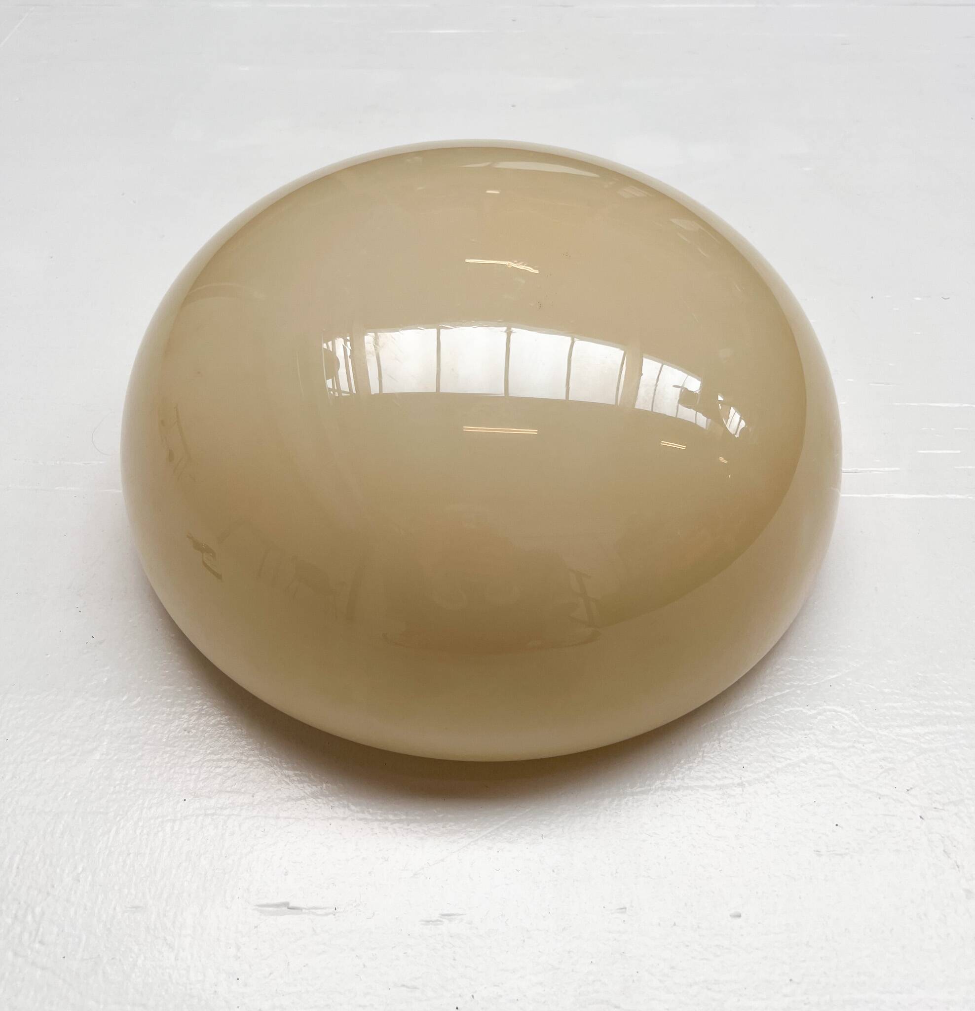 Opaline glass beige ceiling or wall lamp, 1950s