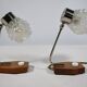 Mid-Century Crystal and Teak Table Lamps, Set of 2, 1960s