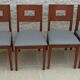 Set of 6 cherry wood style chairs with gray imitation leather seat