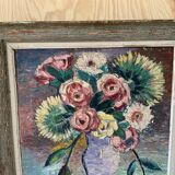 Tableau ancien nature morte fleurs