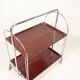 Bar de service vintage Bauhaus style chrome et bois mobile wengé