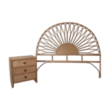 Bedhead and rattan nightstand