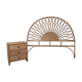 Bedhead and rattan nightstand