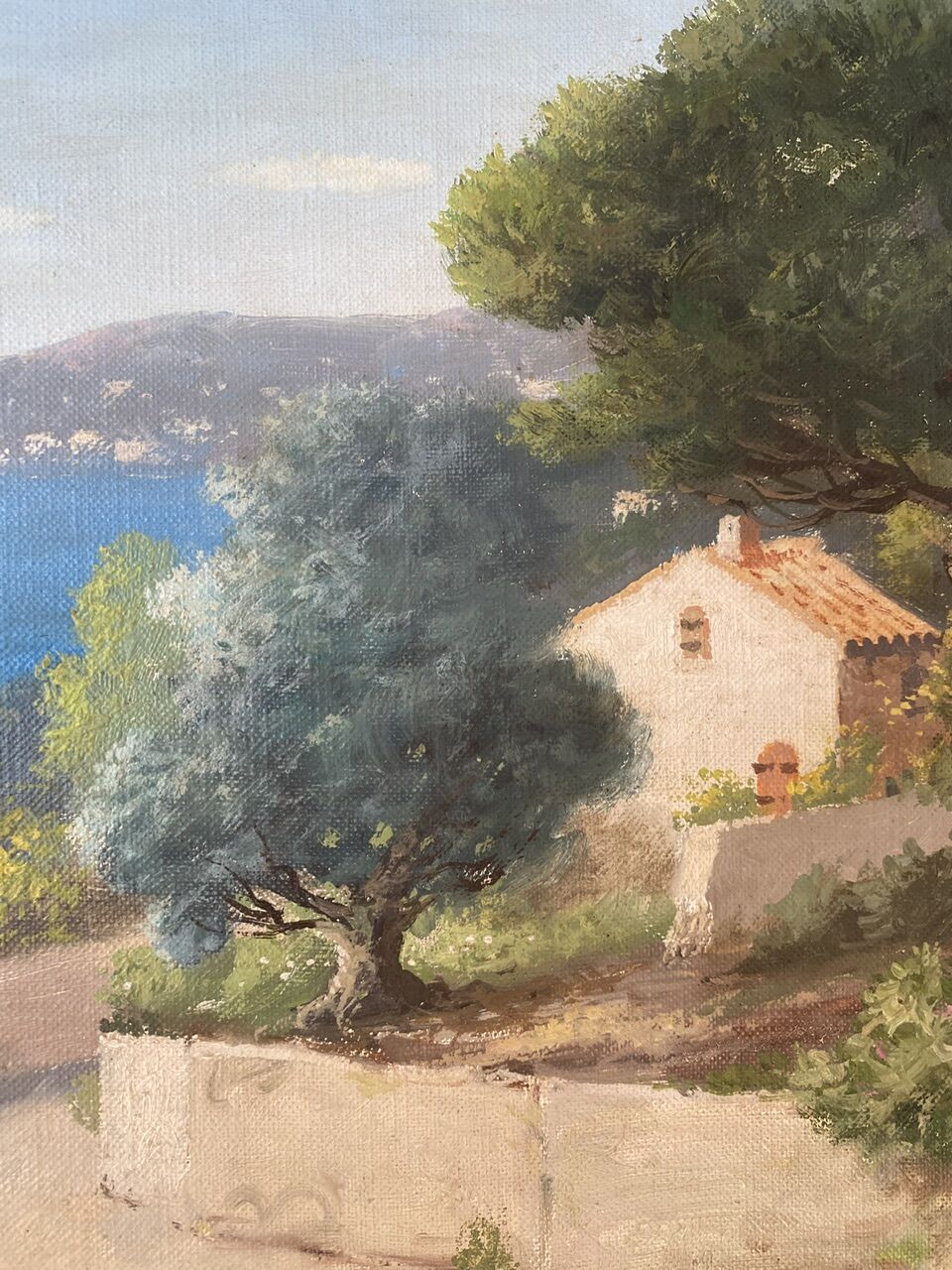 Tableau ancien, paysage provençal, signé, XXe siècle