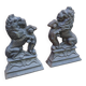 Paire de chenets lions en fonte
