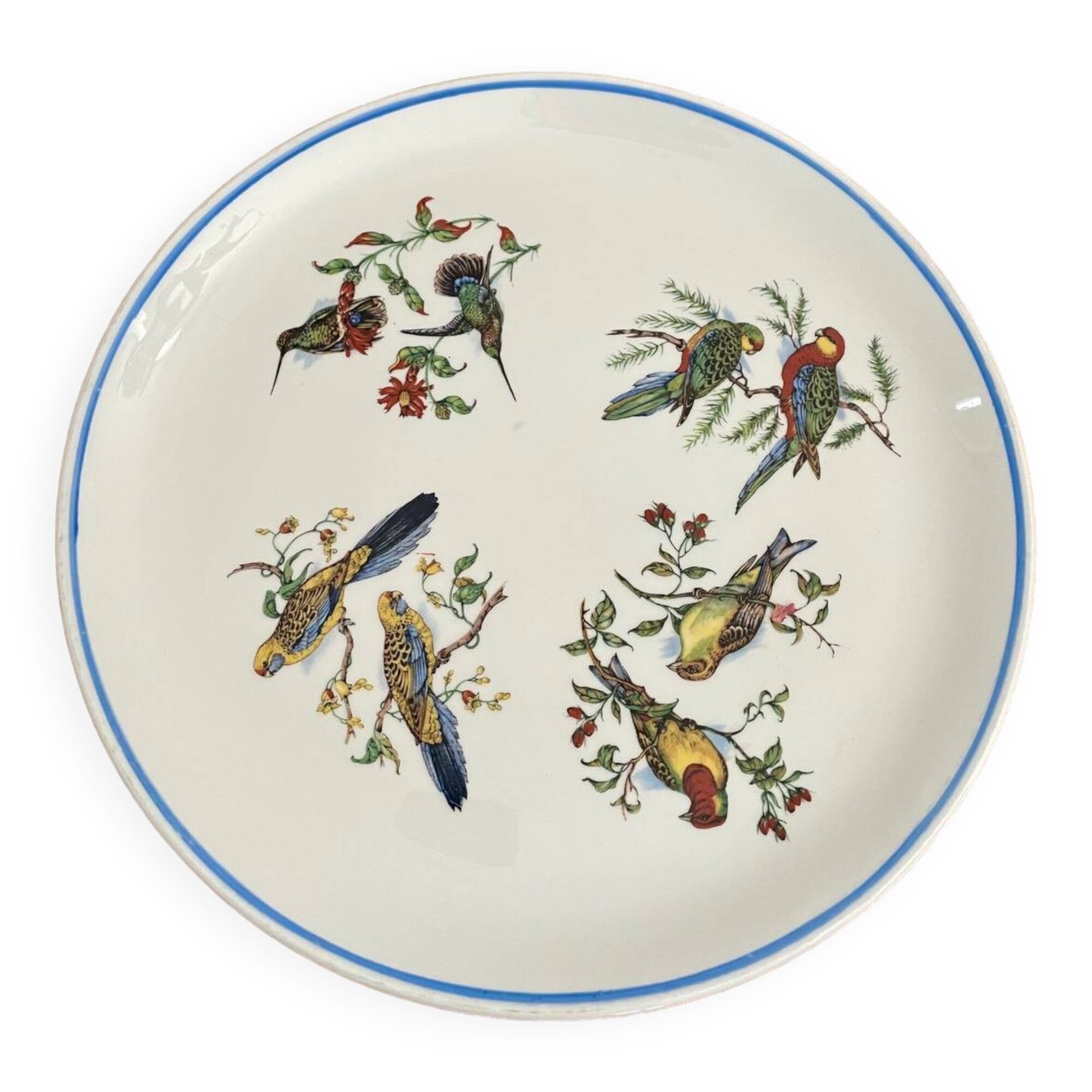 Round porcelain bird dish