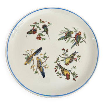 Plat rond en porcelaine oiseaux