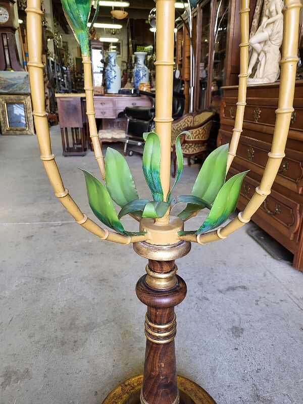 Metal and bamboo floor lamp of the 1960