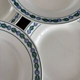Set of 8 vintage dinner plates - St Amand earthenware, blue floral pattern and