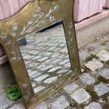 Chinese mirror in gilded brass inspired by Jean Goardère.