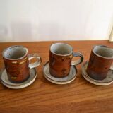 Vintage enameled stoneware coffee service made in Japan 60s